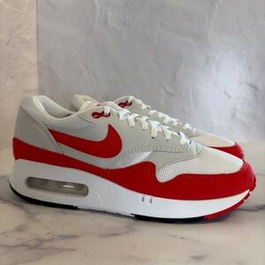 Nike Air Max 1 '86 OG Sneaker in White & University Red & Grey | W-8.5 or M-7